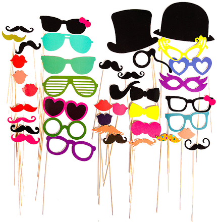 Props Masks Hats Photo Booth Hire Long Props Strip - Booth Frames (500x444)
