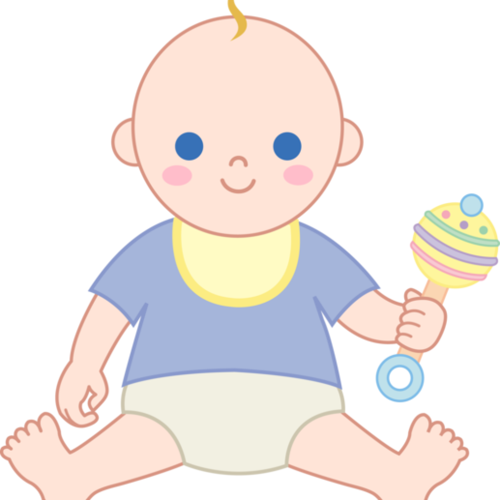 Cute Baby Clipart Ba Boy With Rattle Free Clip Art - Baby And Rattle Cartoon (1024x1024)
