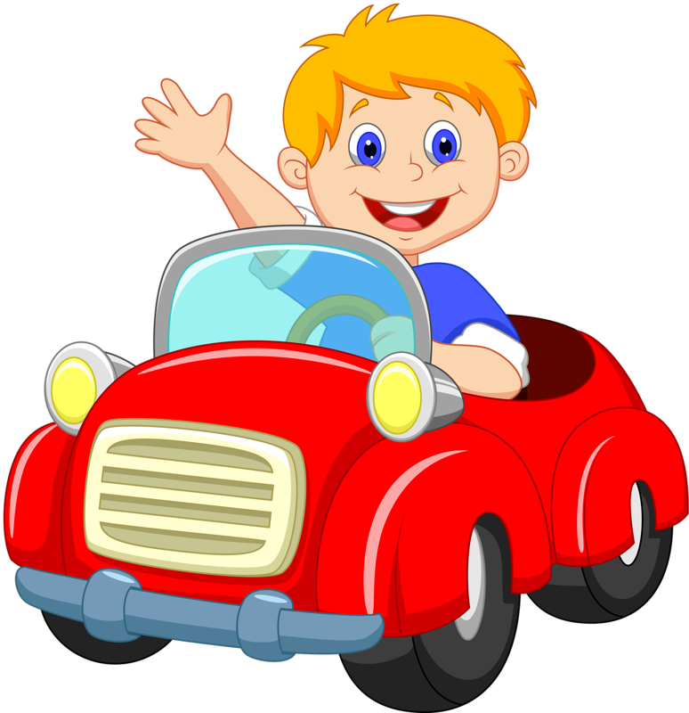 Boy Driving Red Car Clip Art - Boy In Car Cartoon (774x800)