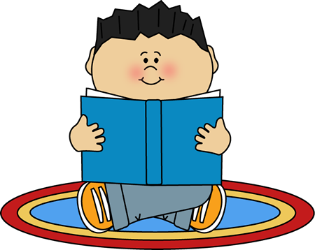 Boy Reading On A Rug Clip Art Image - Clipart Of A Girl Reading (450x358)