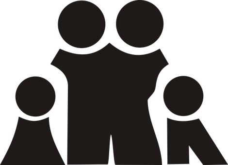 Family, Black, Silhouette, Kids, Parents - Family Clip Art (470x340)