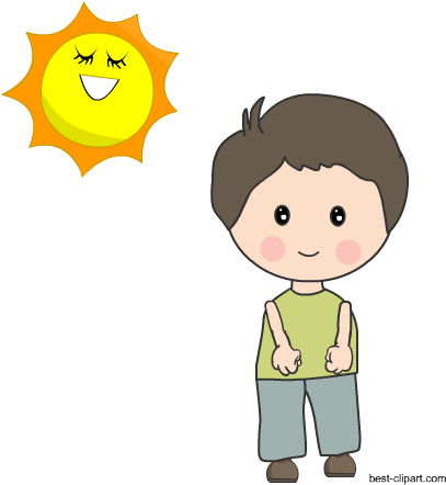 Cute Boy In The Sun Free Clip Art - Clip Art (450x450)