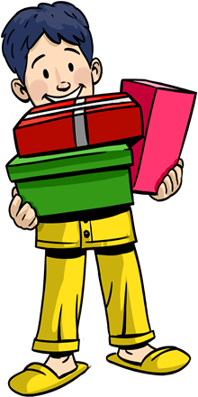 Gift Clipart Many - Boy With Gifts Clipart (300x502)
