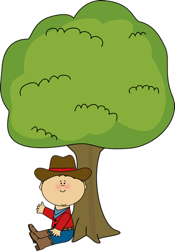 Cowboy Sitting Under A Tree - Boy Sitting Under Tree Clipart (350x500)
