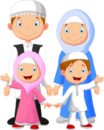 Family Islam - Muslim Family Cartoon (359x450)