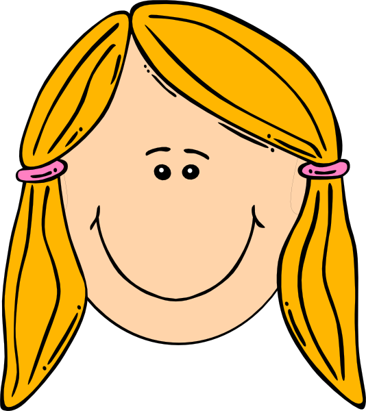 Smiling Girl With Blond Ponytails Clip Art At Clker - Cartoon Girl Face (534x600)