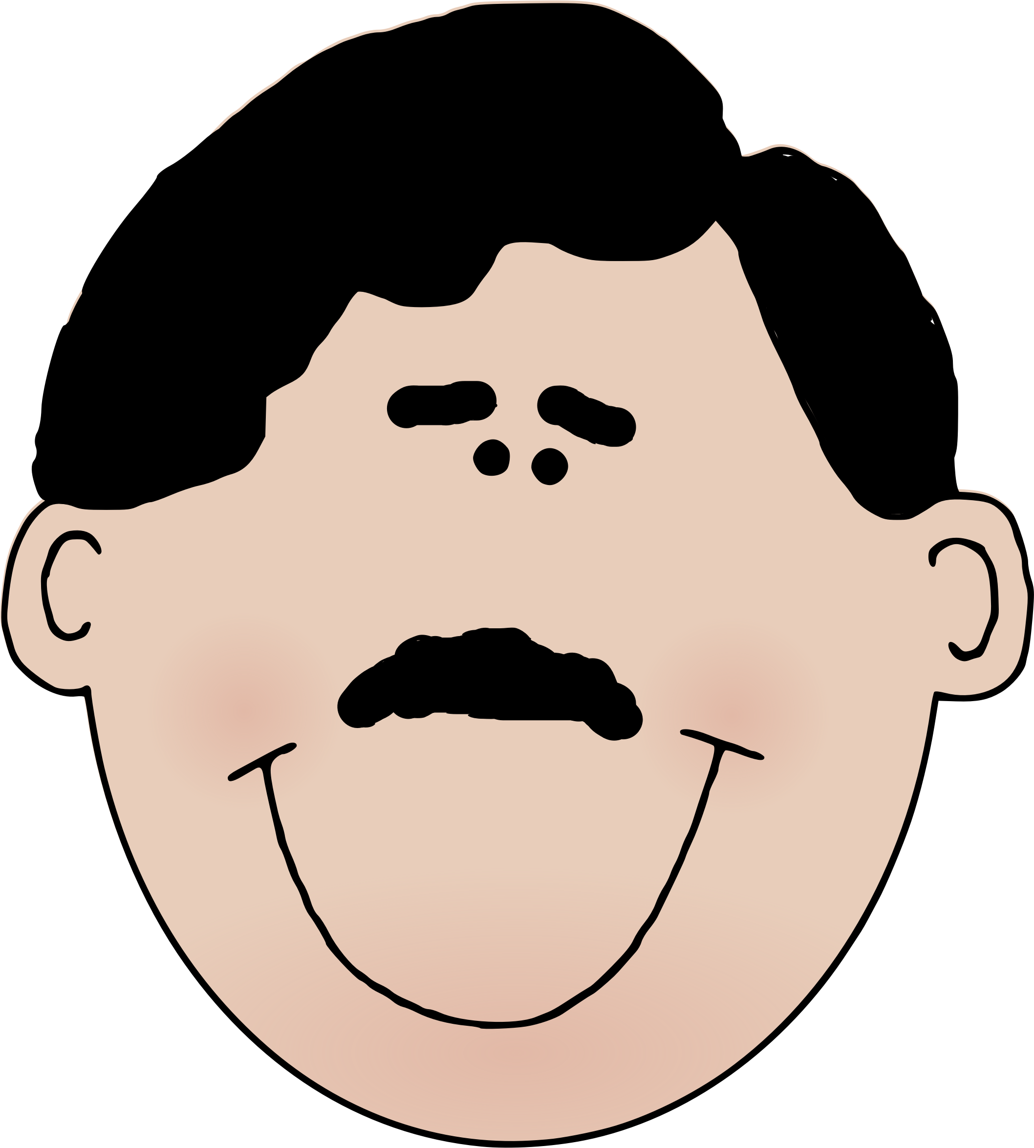 Blonde Mustache Cliparts - Cartoon Face With Moustache (2116x2348)