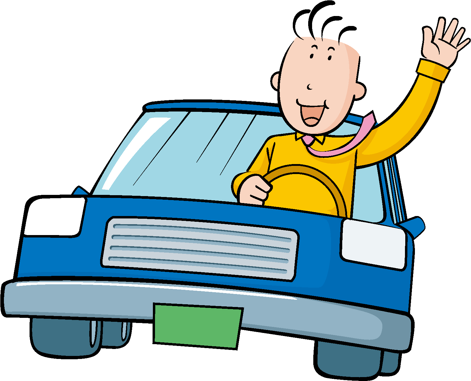 Cartoon Driver - Waving Boy - Cartoon (2047x2047)
