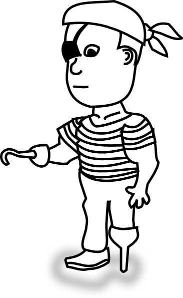 Pirate Outline Clip Art At Clker - Pirate Clip Art (366x595)