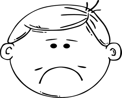 Coloring Trend Thumbnail Size Mad Face Boy Sad Outline - Head Clipart Black And White (400x322)