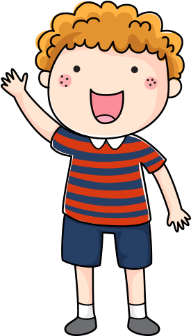Clipart Ağzı Açık Elini Kaldıran Erkek Çocuk - 卡通 男孩 (446x515)