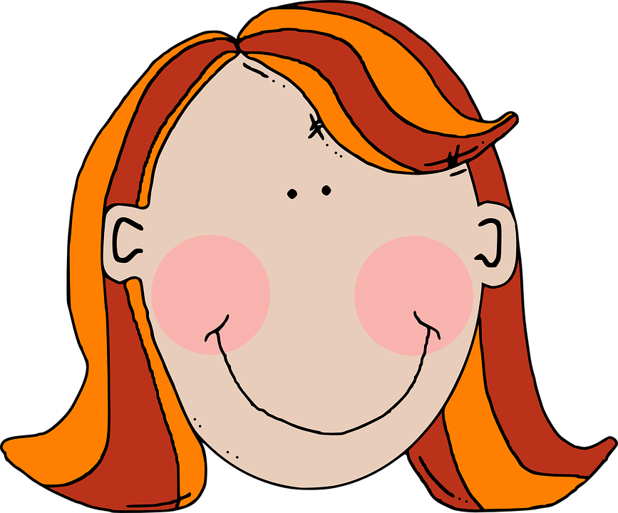 Girl With Red Hair Clipart - Girl Cartoon Face (867x720)