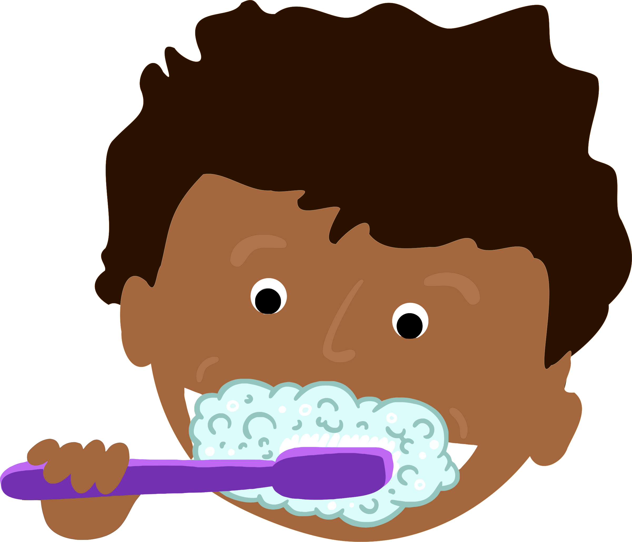 Kids Brushing Teeth - Brushing Teeth Clip Art - (2400x2058) Png Clipart  Download