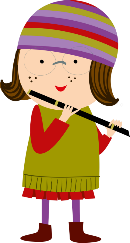 Personnages, Illustration, Individu, Personne, Gens - Girl Playing Flute Clipart Png (428x800)