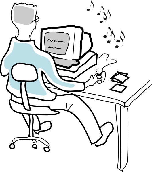 Computer User Burning Music Cds Clip Art - Listen Music On The Computer (528x595)