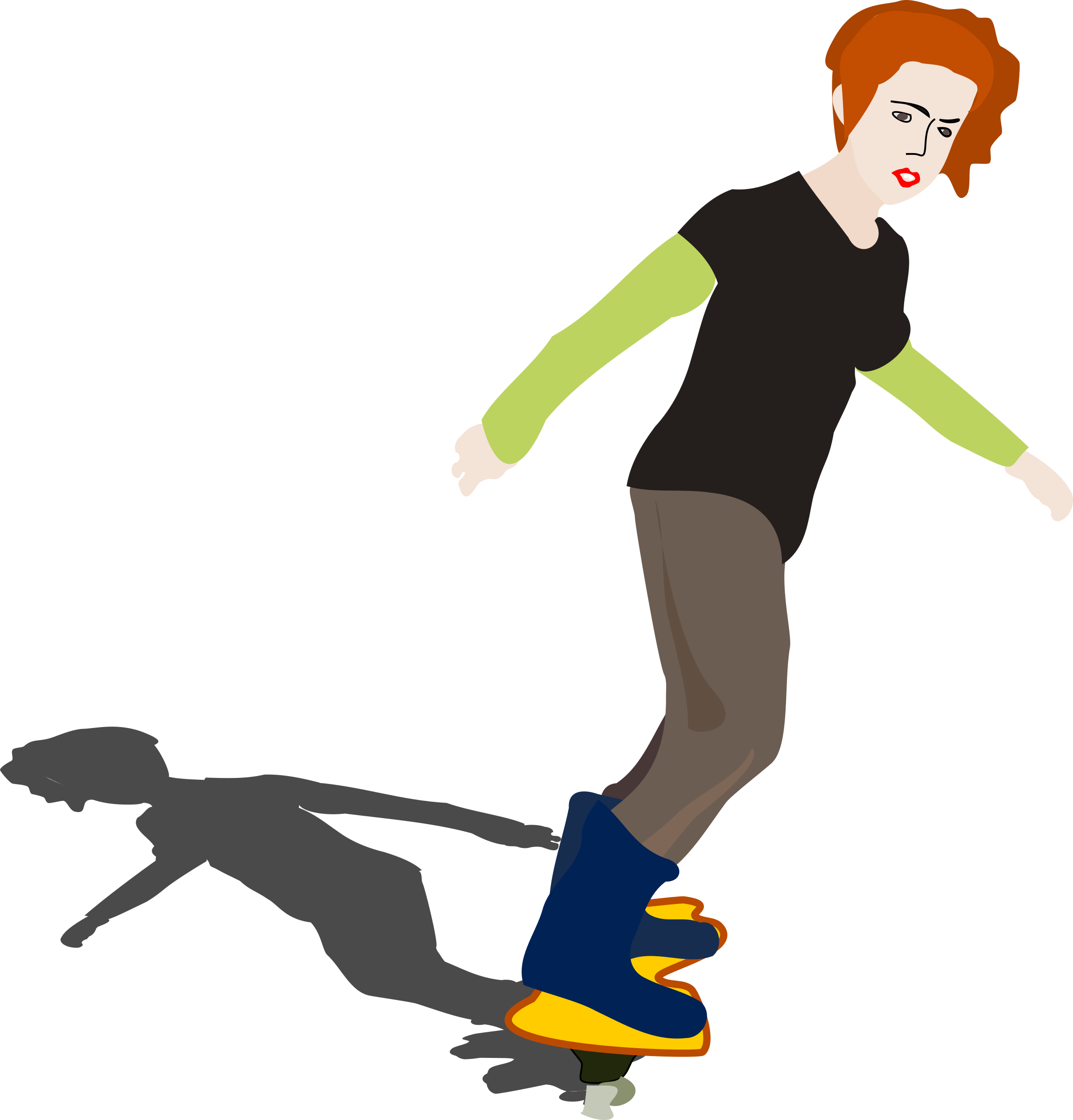 Medium Image - Girl On Skateboard Yellow T-shirt (2300x2400)