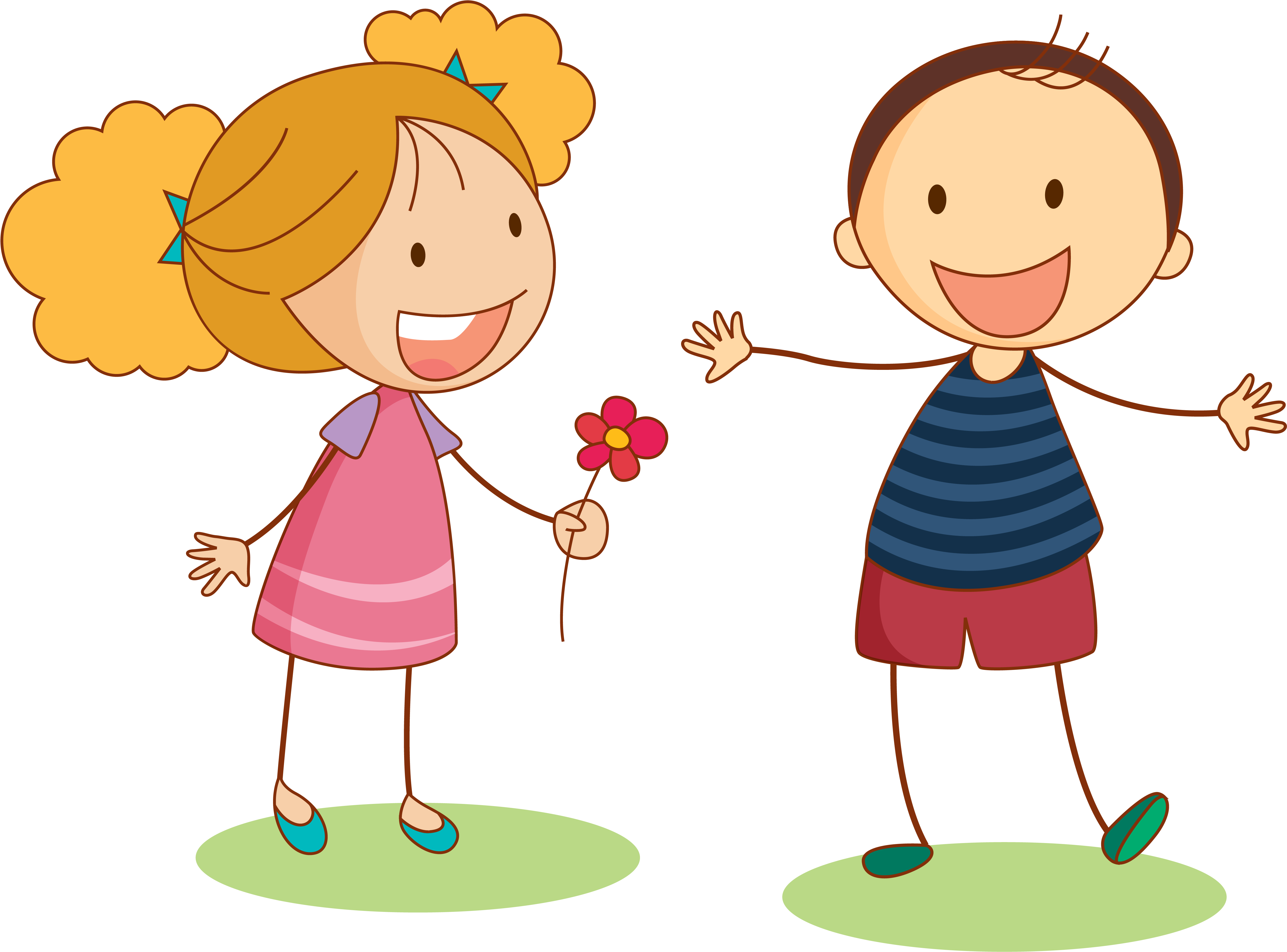 Child Clip Art - Cartoon Girl And Boy Png (6501x4793)