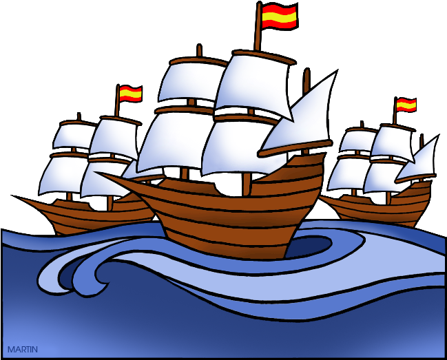 Explorers Clip Art By Phillip Martin - Christopher Columbus Ship Clip Art (649x523)