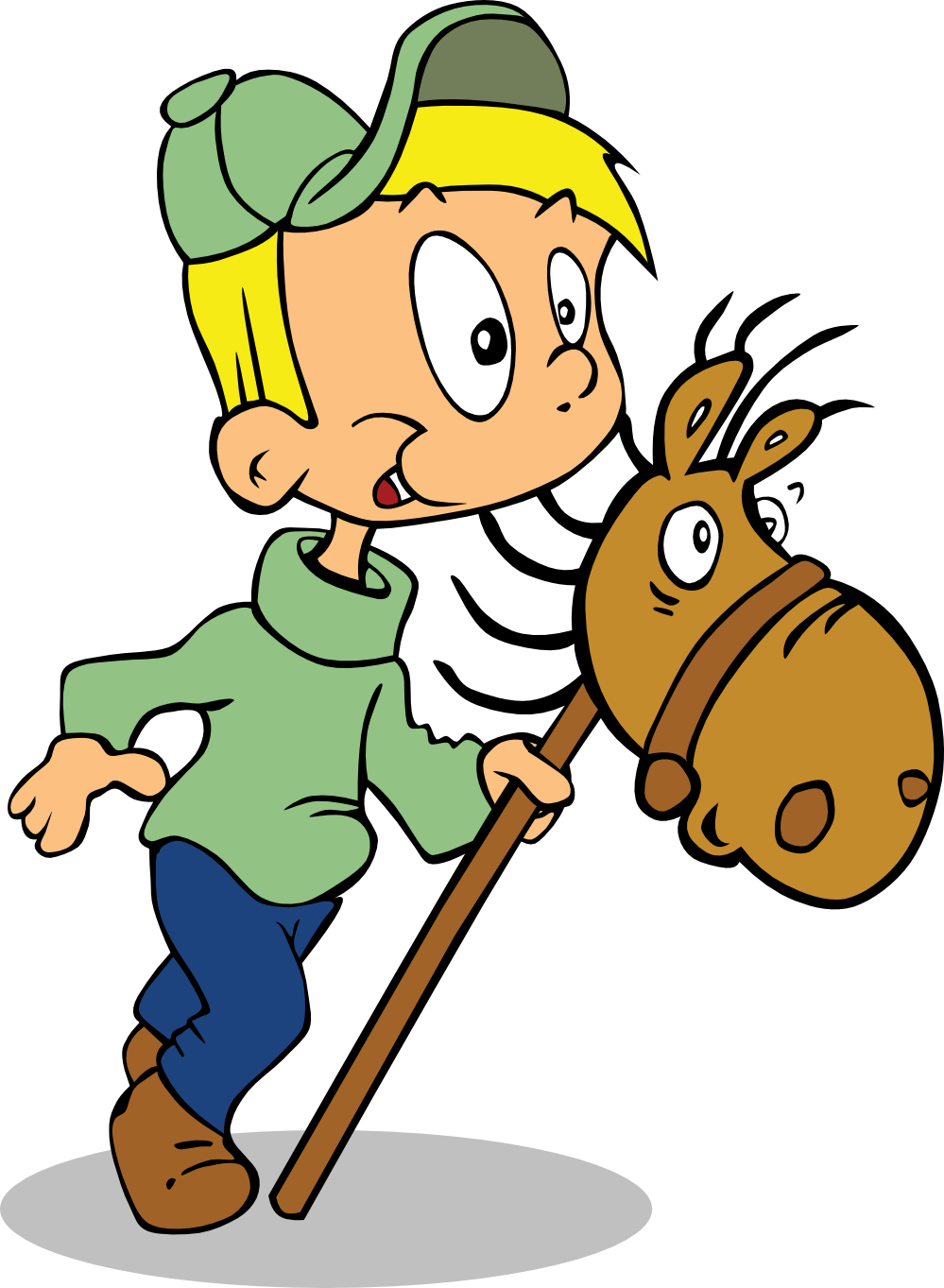 Boy On Toy Horse 555px - Boy And Horse Clip Art (999x1363)