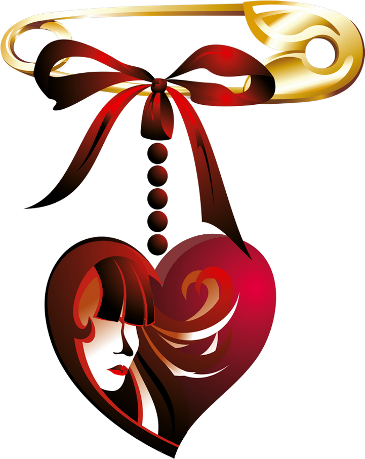 Safety Pin With Peart Decor Png Clipart Picture - Coeur Decor Png (752x934)