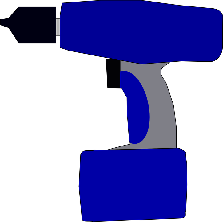 Blue, Simple, Cartoon, Battery, Drill, Electric - Drill Clip Art (725x720)