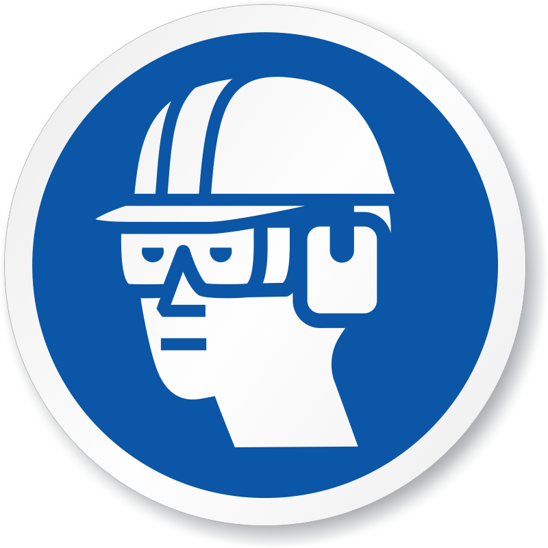 Wear Eye, Ear & Head Protection Symbol Iso Sign - Wear Eye Protection Signs (800x800)