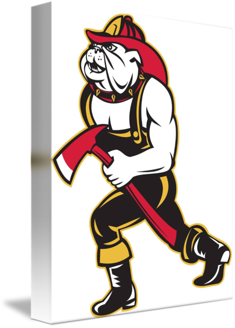 Share On Tumblr - Cafepress Bulldog Dog Fireman With Axe Walking 84" (466x650)