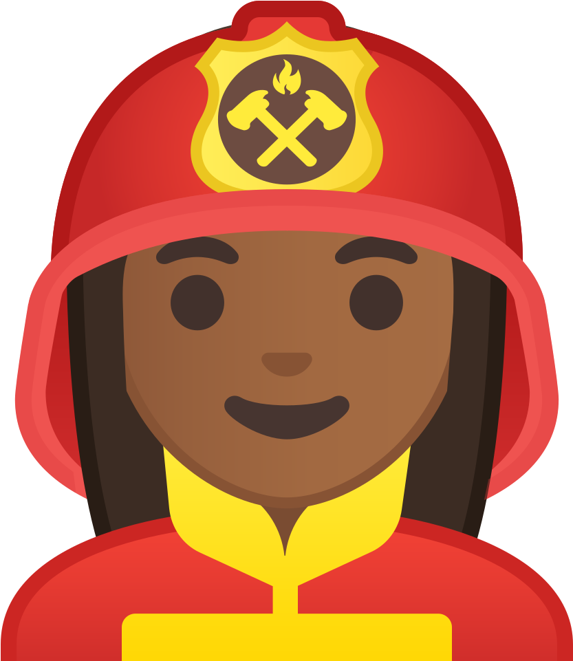 Woman Firefighter Medium Dark Skin Tone Icon - Icon (1024x1024)
