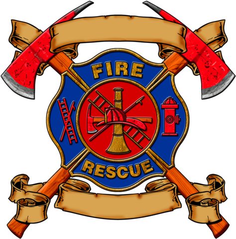 Fire Fighter Fabric, Custom Print Fabric, Fire Badge - Maltese Cross With Axes (480x480)