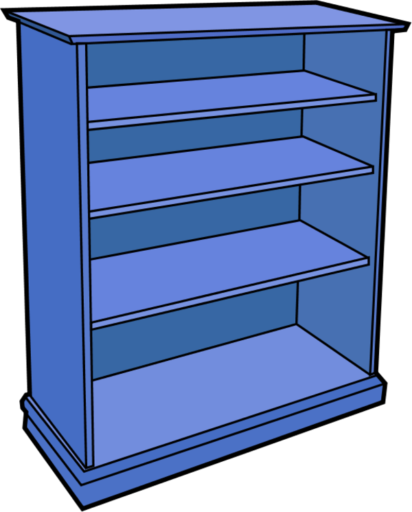 Wooden Bookcase 1 Vector Clip Art - Empty Book Shelf Clip Art (600x745)