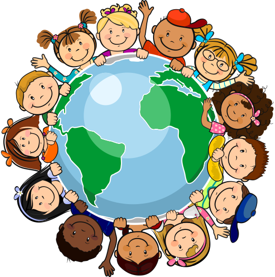 Clipart Dünya Üzerinde Çocuklar - Dia De Las Naciones Unidas Dibujo (566x570)