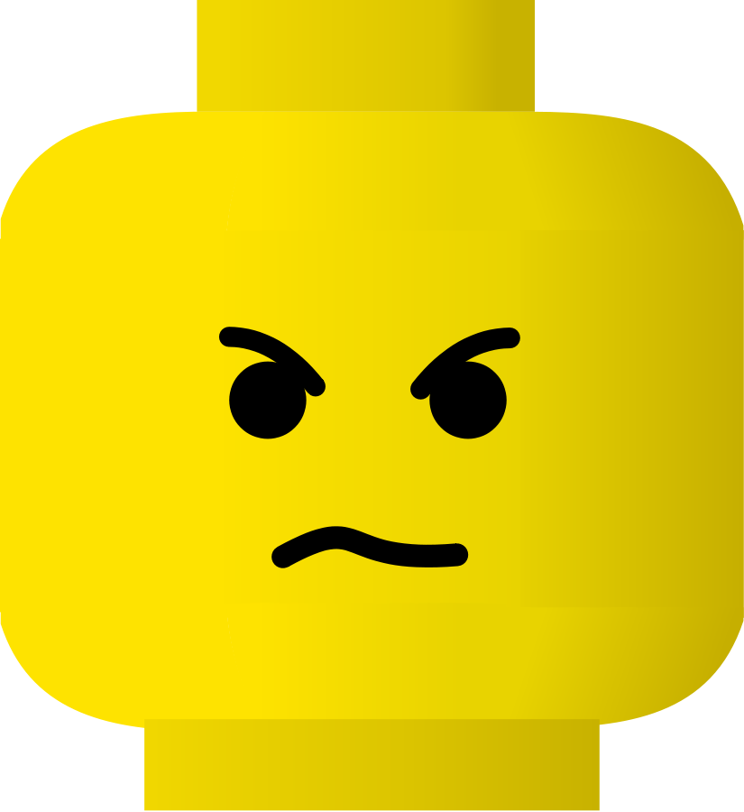 Smiley Clipart Upset - Angry Lego Face (825x900)