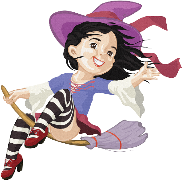Cute Cartoon Halloween Witches Clip Art Images - Bruxinha Boa (600x600)