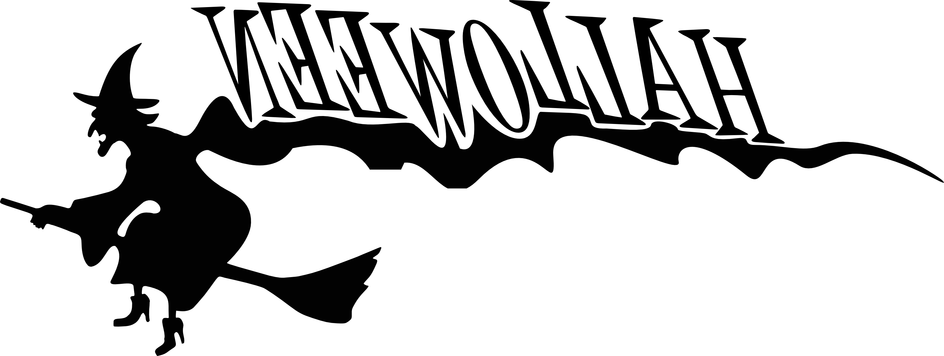 Flying Halloween Witch With Text - Just A Bunch Of Hocus Pocus T Shirt Mugs (3200x1209)