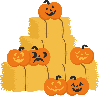 Jack O Lanterns On Hay Bales Svg Cutting Files Pumpkin - Hayride Clipart (419x407)