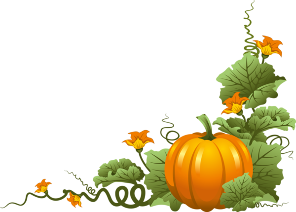 Pumpkin Tubes - Corner Border Clipart Pumpkin (600x430)