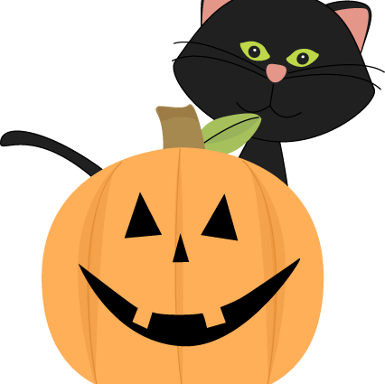 426 X 461 - Cute Halloween Cat Clipart (426x425)