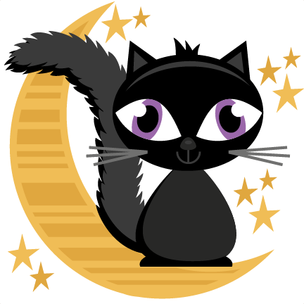 Halloween Cat On Moon Svg Cutting Files Halloween Svg - Cute Halloween Clip Art Cat (432x432)