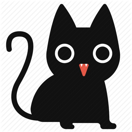 Black Cat, Cartoon, Cat, Cute, Halloween, Horror Icon - Cute Black Cat Cartoon (512x512)