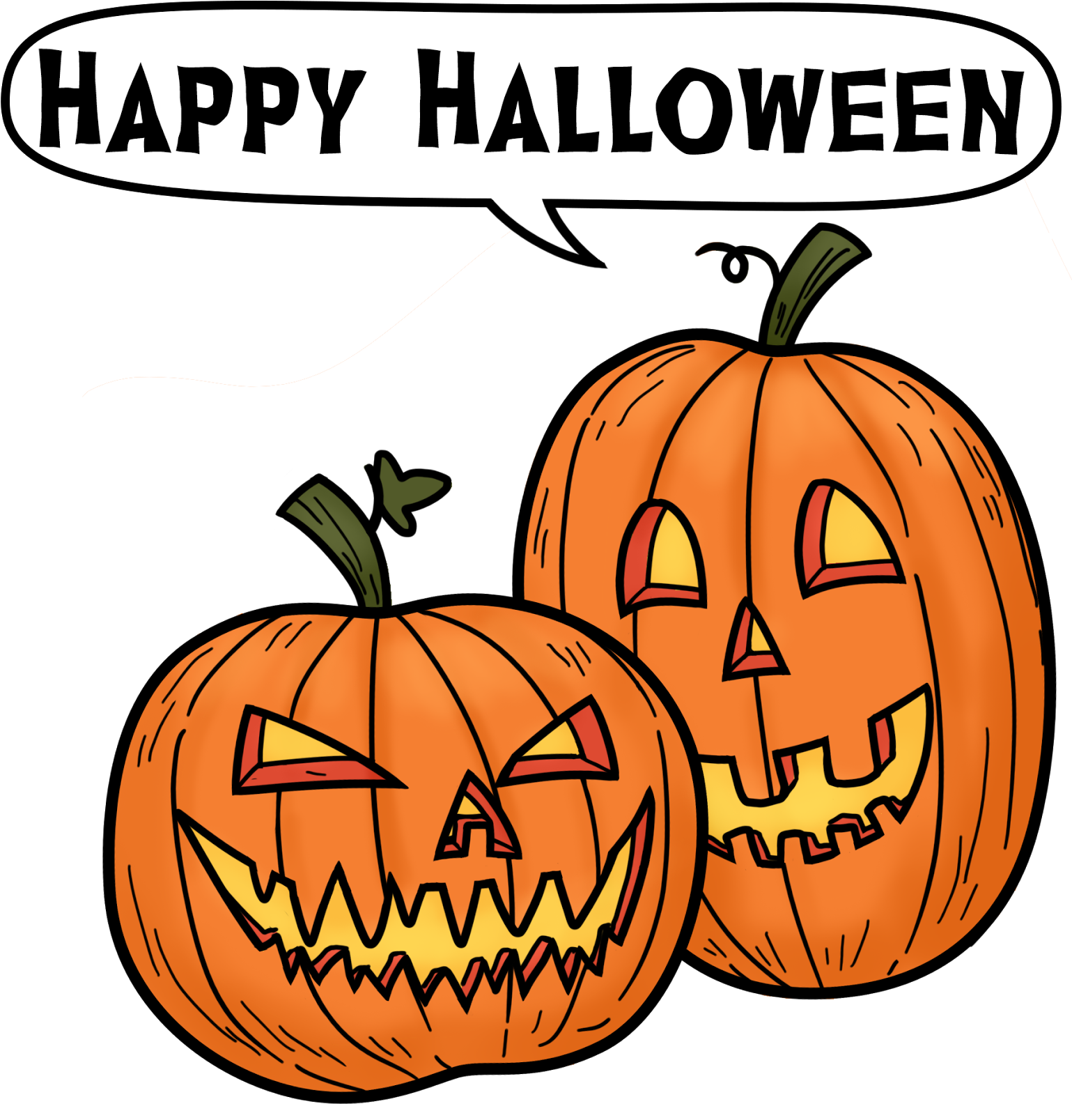 Happy Halloween Clipart - Jack-o'-lantern (1547x1600)