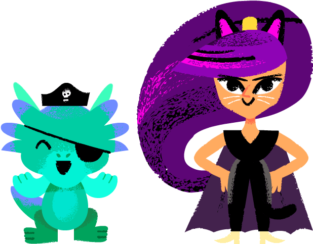 Nazboo The Dragon And Zeta The Sorceress Halloween - Shimmer And Shine (650x500)