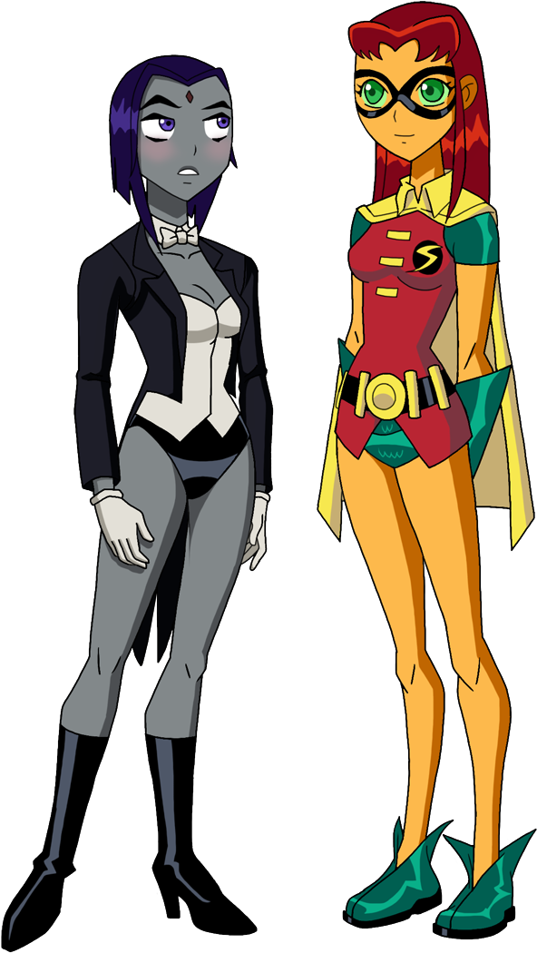 Halloween Titan Girls By Glee-chan - Raven Dessed As Robin (624x1080)