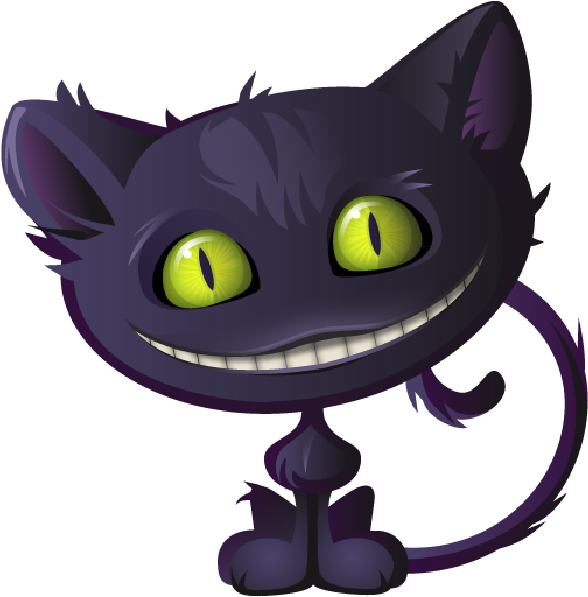 Black Cat - Cheshire Cat Tile Coaster (600x600)