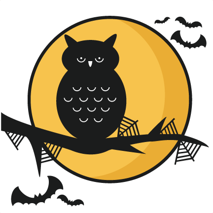 Halloween Owl Scene Svg Scrapbook Title Svg Cutting - Cartoon (432x432)