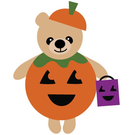 Bear In Pumpkin Costume Svg File For Scrapbooking Halloween - Teddy Bear (432x432)