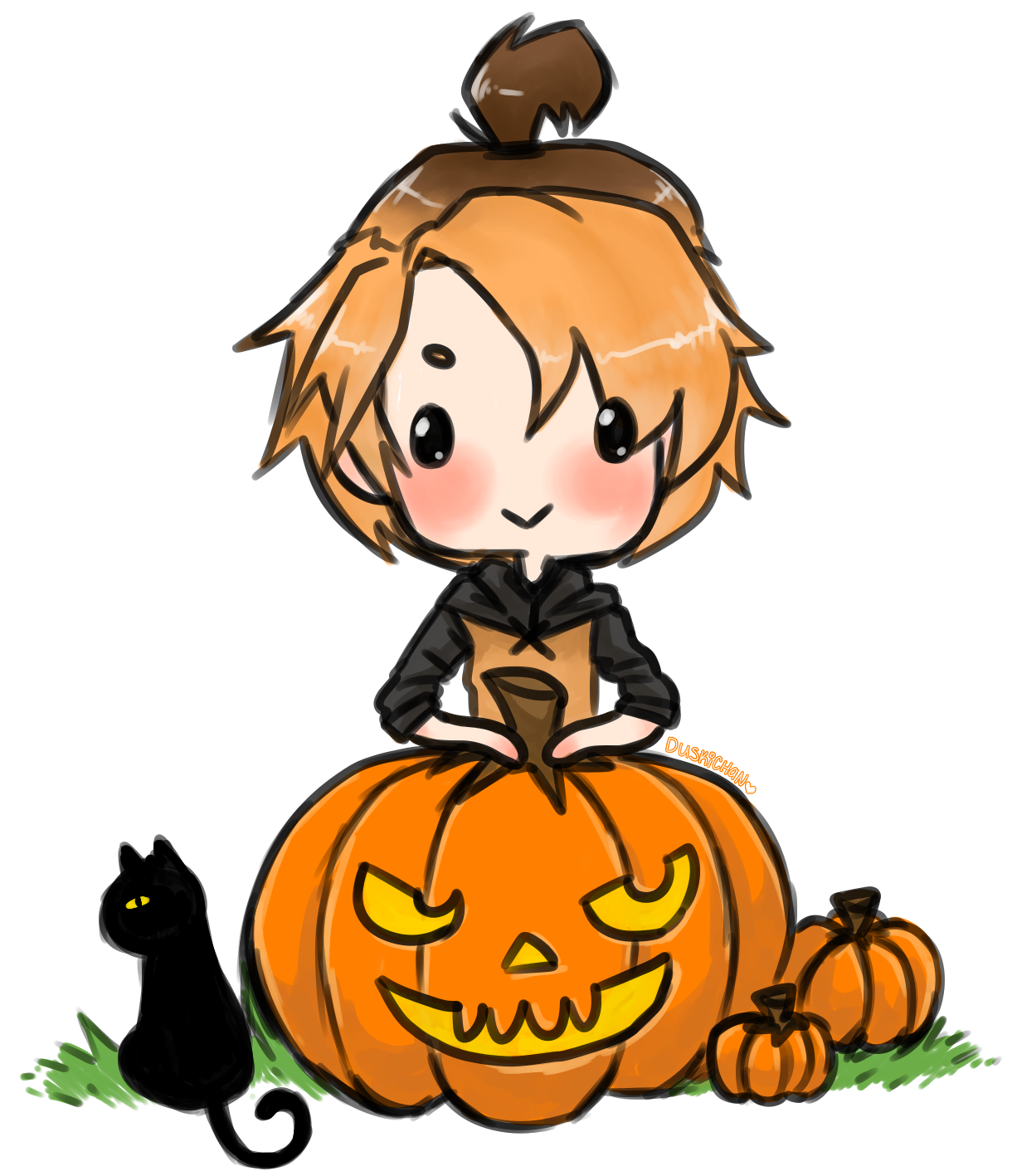 Pumpkin-kun Feels Spoopy By Duskichan - Cartoon (1497x1600)
