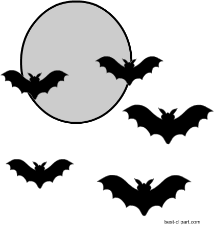 Full Moon And Bats Free Halloween Clip Art - Bat Svg File Free (450x450)