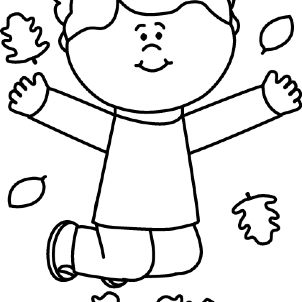 Fall Clipart Black And White Black And White Girl Jumping - Clip Art (1024x1024)