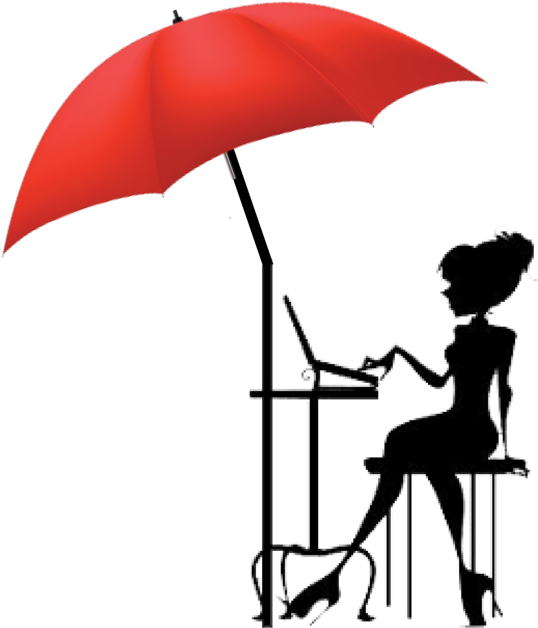 Black And White Cartoon Girl On Computer (1221x1492)