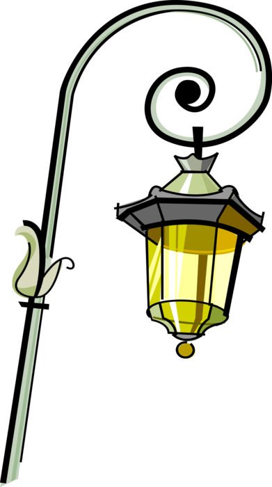 Vector Illustration Of Urban Metropolitan City Street - Street Light (391x700)
